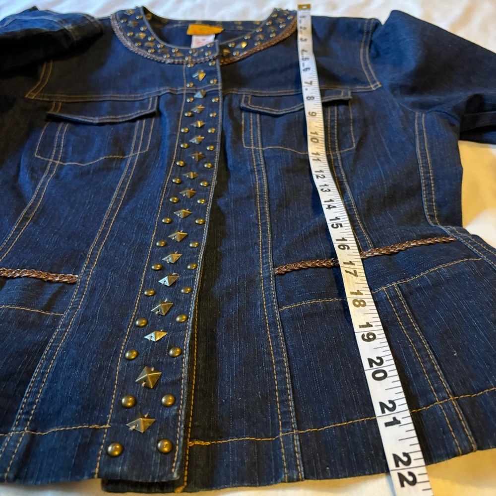 Ruby Rd. Studded Denim Jacket With Pockets Womens… - image 8